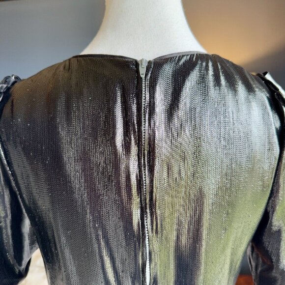 See By Chloe Black Shiny Metallic Short Sleeved Top - Picture 9 of 14